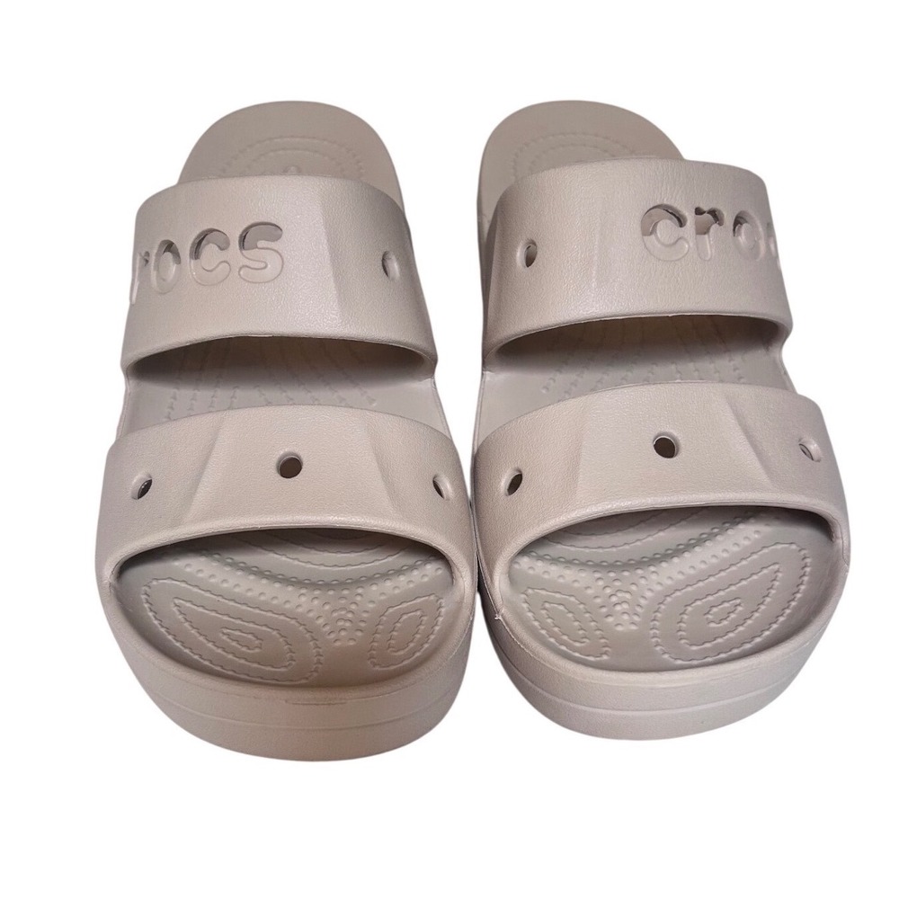 Crocs Meleen Twist Beige Sandals Womens 9 Dual Strap Platform Slide 205470